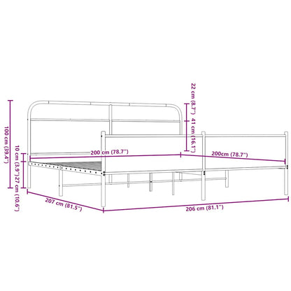 vidaXL Metal Bed Frame without Mattress Brown Oak 200x200 cm