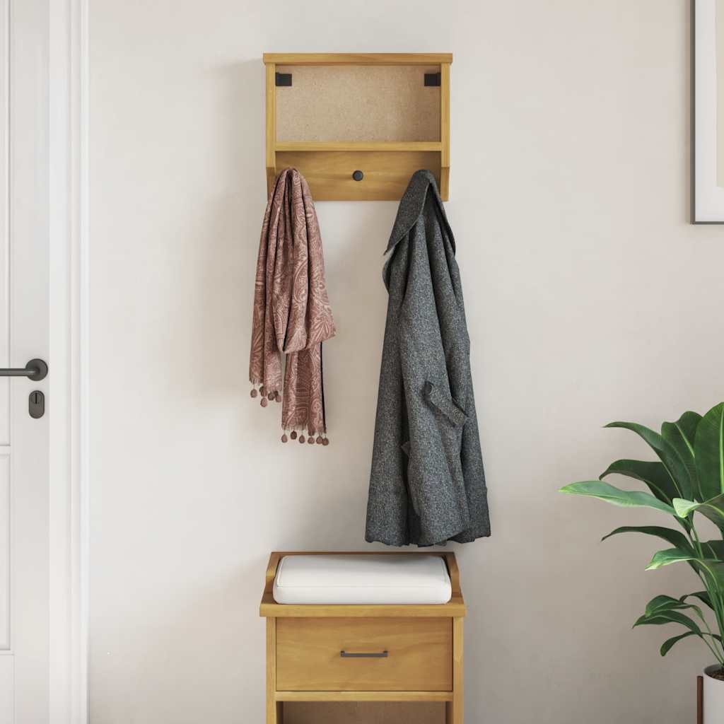 vidaXL Wall-mounted Coat Rack "SANDNES" 45x12x35 cm Solid Wood Pine