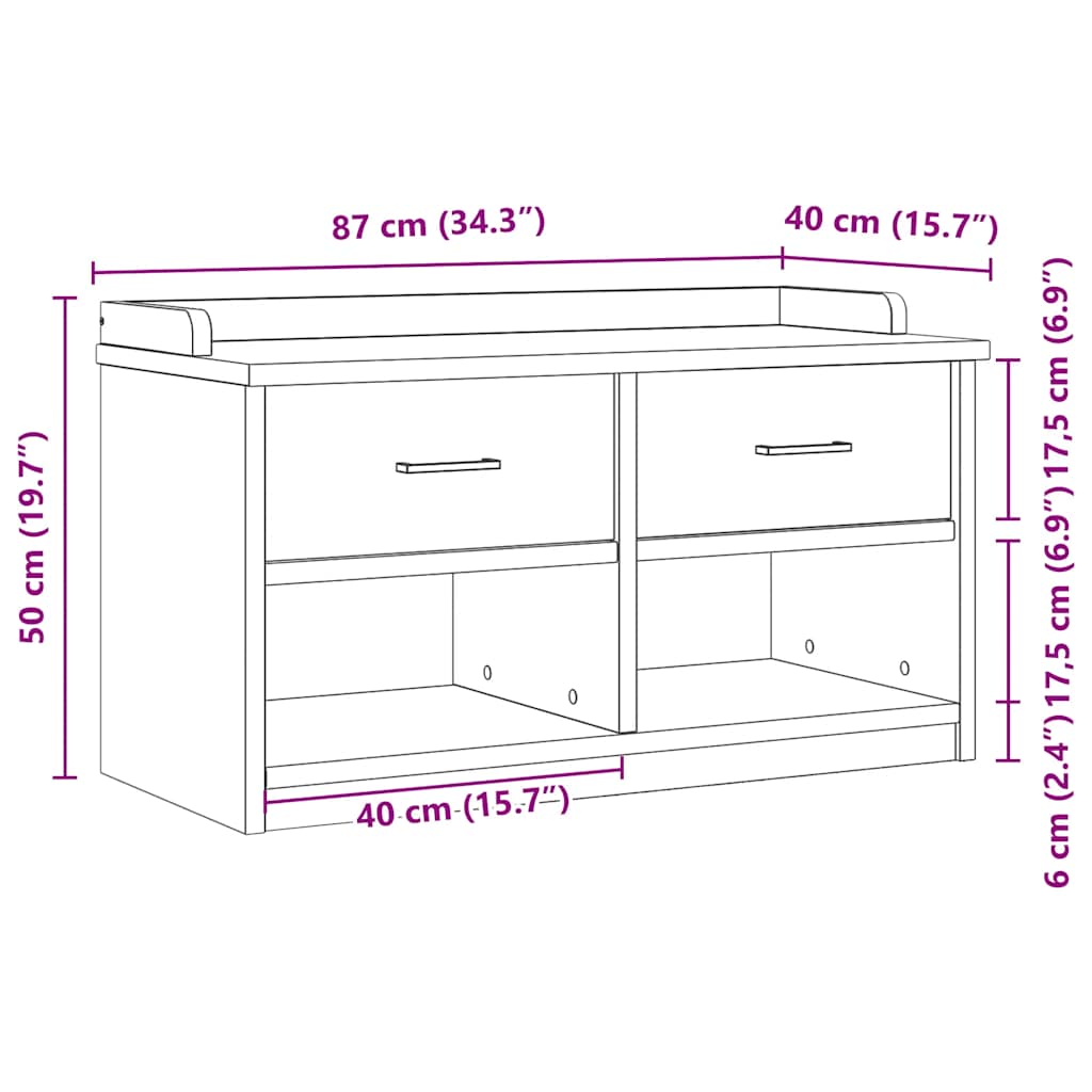 vidaXL Hallway Bench SANDNES 87x40x50 cm Solid Wood Pine