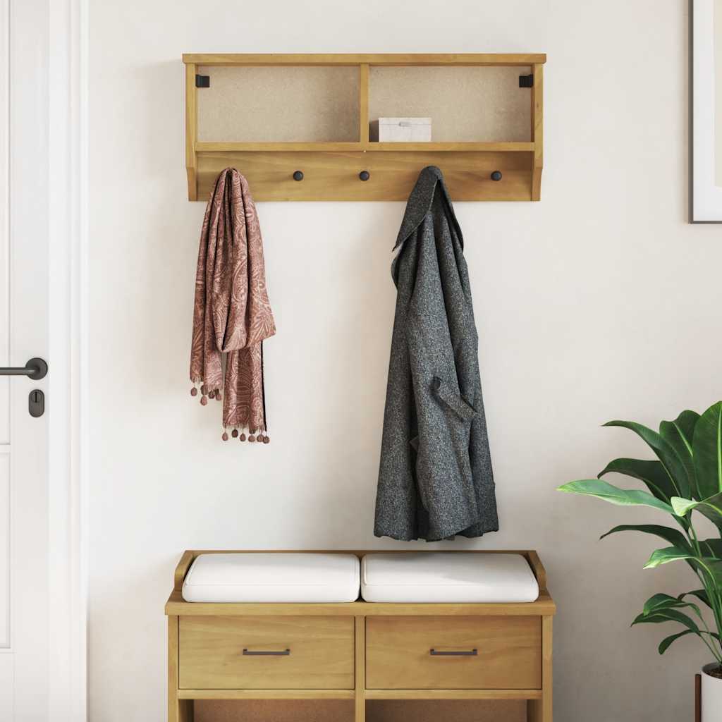 vidaXL Wall-mounted Coat Rack "SANDNES" 87x12x35 cm Solid Wood Pine