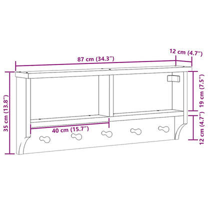 vidaXL Wall-mounted Coat Rack "SANDNES" 87x12x35 cm Solid Wood Pine