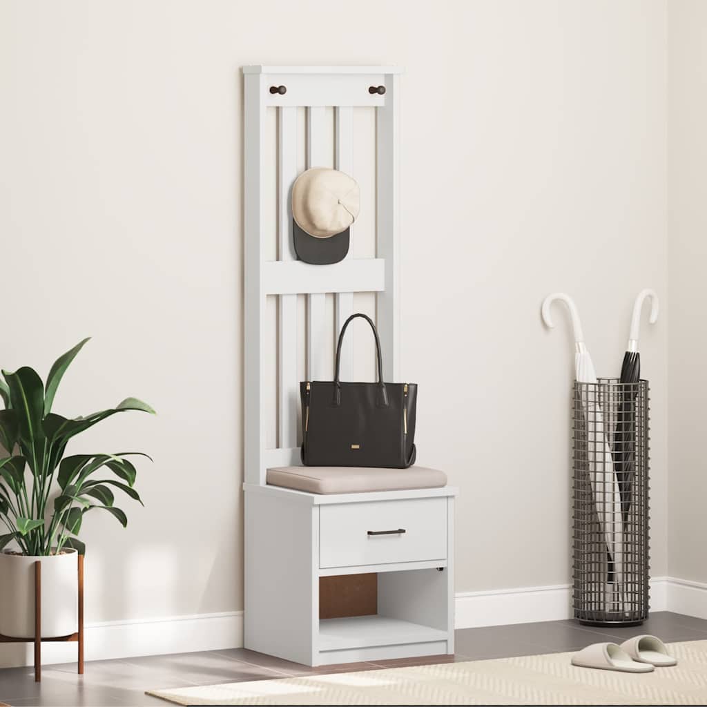 vidaXL Hall Tree SANDNES White 45x40x159.5 cm Solid Wood Pine