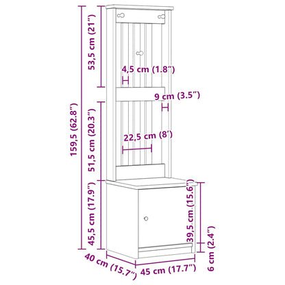 vidaXL Hall Tree SANDNES 45x40x159.5 cm Solid Wood Pine