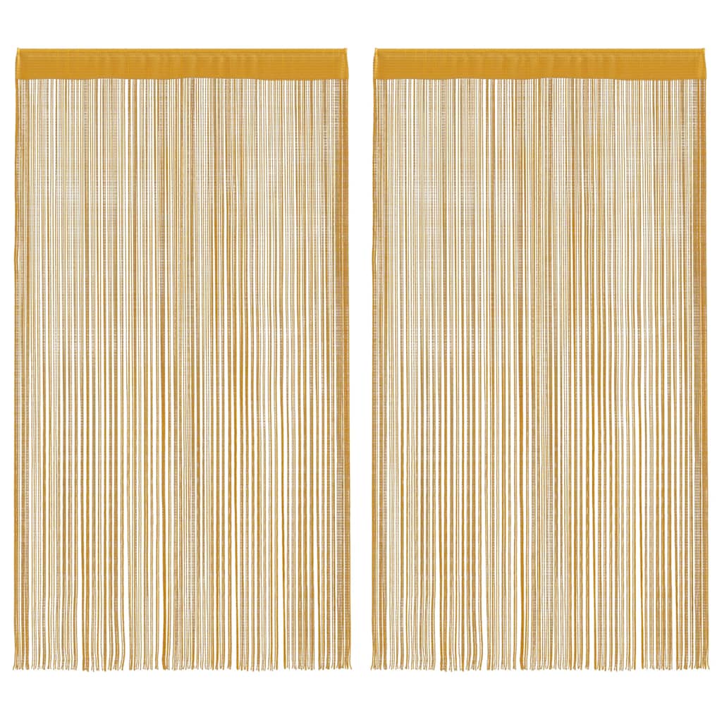 vidaXL String Curtains 2 pcs Gold 100x250 cm