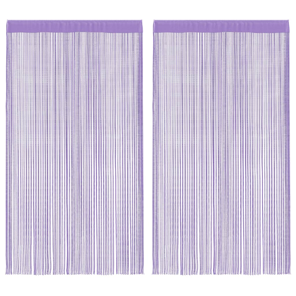 vidaXL String Curtains 2 pcs Purple 100x250 cm