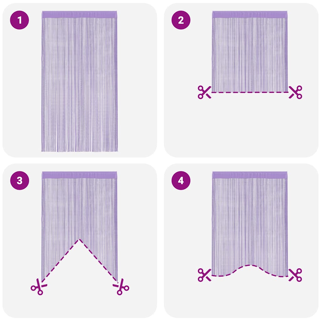 vidaXL String Curtains 2 pcs Purple 100x250 cm
