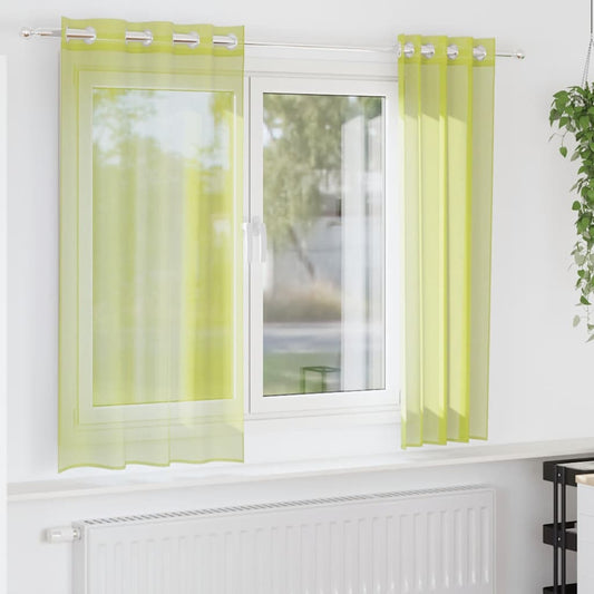 vidaXL Voile Curtains with Grommets 2 pcs Apple Green 140x175 cm