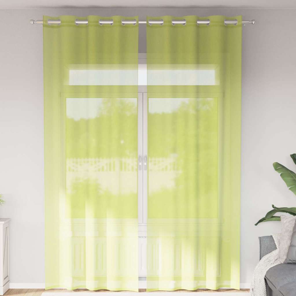 vidaXL Voile Curtains with Grommets 2 pcs Apple Green 140x300 cm