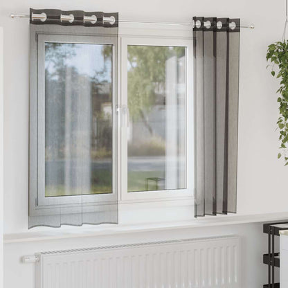 vidaXL Voile Curtains with Grommets 2 pcs Black 140x140 cm