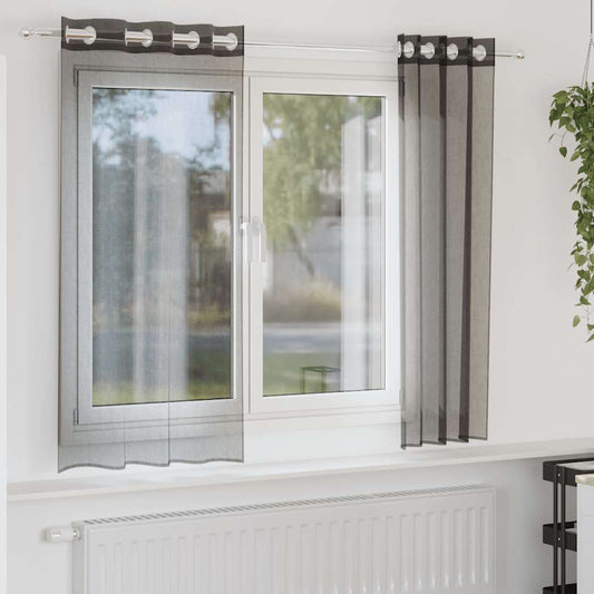 vidaXL Voile Curtains with Grommets 2 pcs Black 140x140 cm