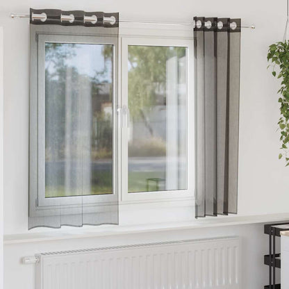 vidaXL Voile Curtains with Grommets 2 pcs Black 140x175 cm