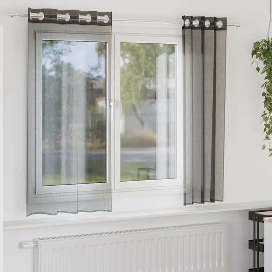 vidaXL Voile Curtains with Grommets 2 pcs Black 140x175 cm