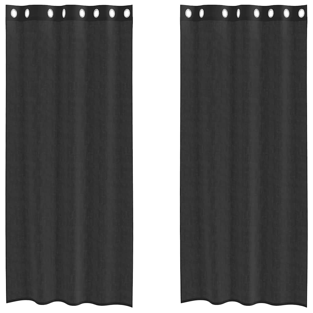 vidaXL Voile Curtains with Grommets 2 pcs Black 140x225 cm