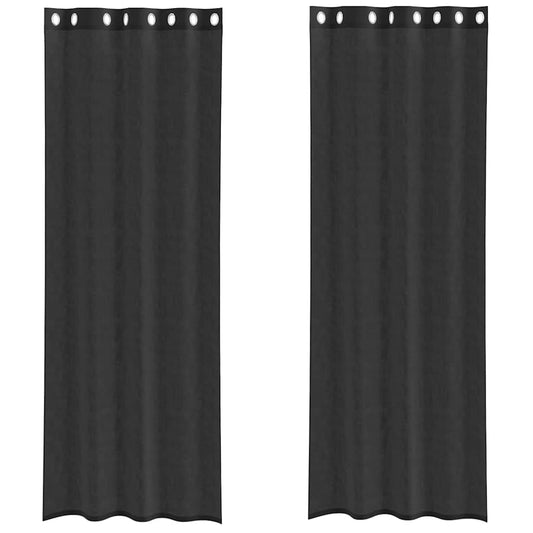 vidaXL Voile Curtains with Grommets 2 pcs Black 140x260 cm