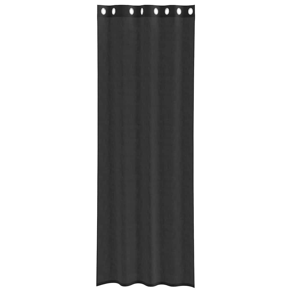 vidaXL Voile Curtains with Grommets 2 pcs Black 140x260 cm