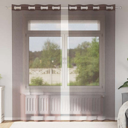 vidaXL Voile Curtains with Grommets 2 pcs Brown 140x225 cm