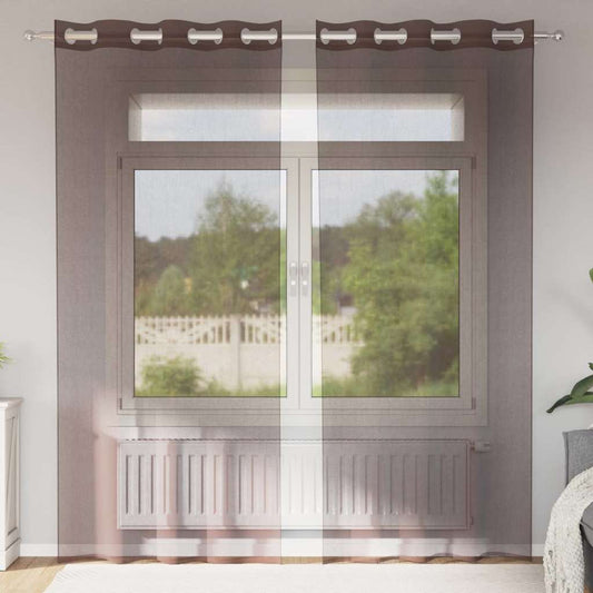 vidaXL Voile Curtains with Grommets 2 pcs Brown 140x245 cm