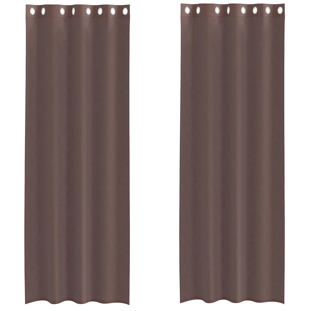 vidaXL Voile Curtains with Grommets 2 pcs Brown 140x260 cm