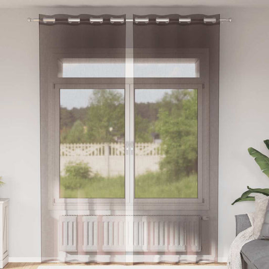 vidaXL Voile Curtains with Grommets 2 pcs Brown 140x260 cm