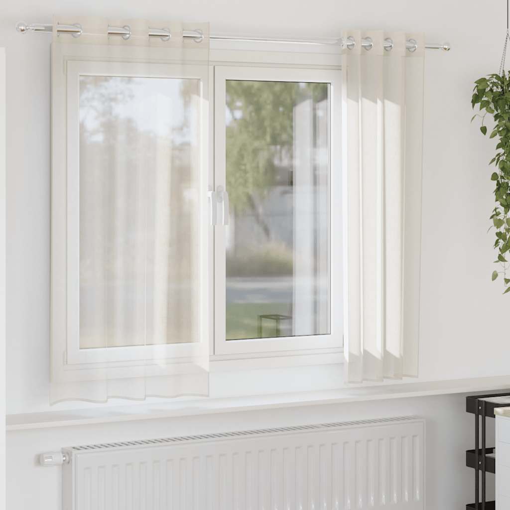 vidaXL Voile Curtains with Grommets 2 pcs Cream 140x175 cm