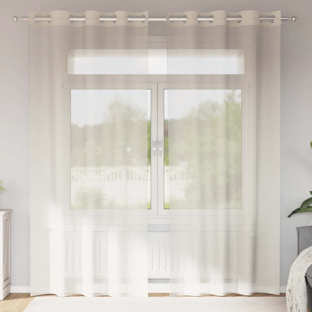 vidaXL Voile Curtains with Grommets 2 pcs Cream 140x225 cm