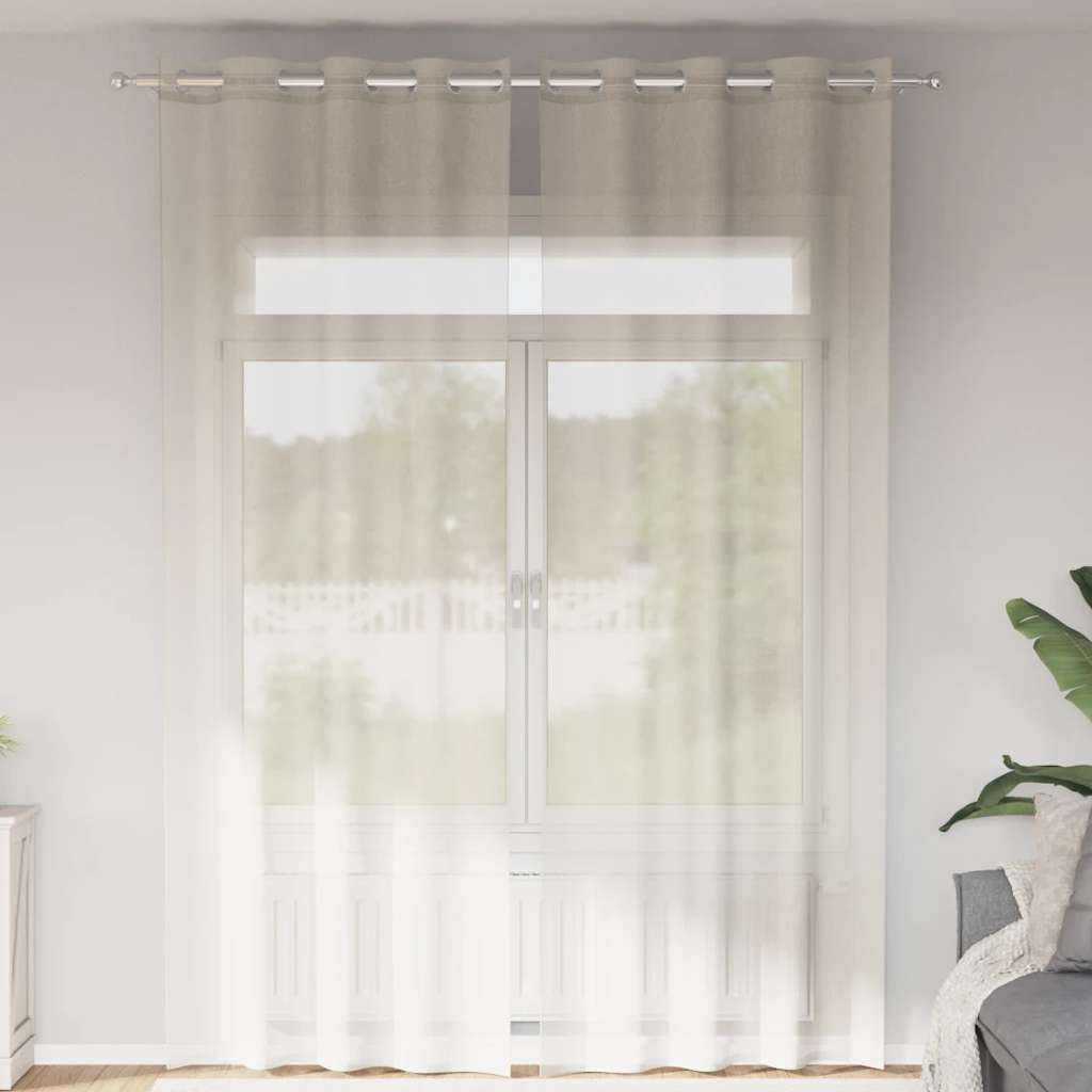 vidaXL Voile Curtains with Grommets 2 pcs Cream 140x260 cm
