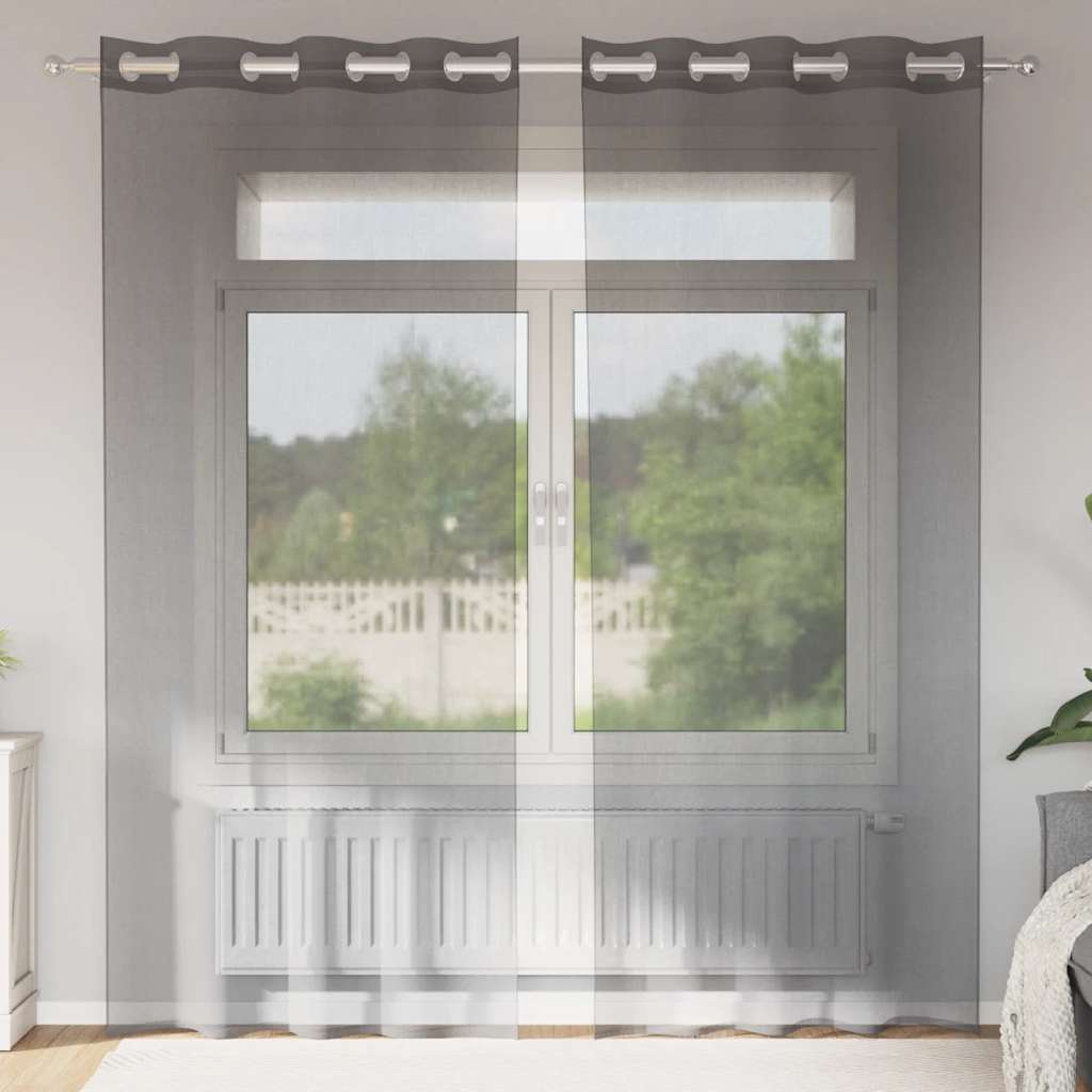 vidaXL Voile Curtains with Grommets 2 pcs Dark Grey 140x225 cm