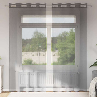 vidaXL Voile Curtains with Grommets 2 pcs Dark Grey 140x225 cm