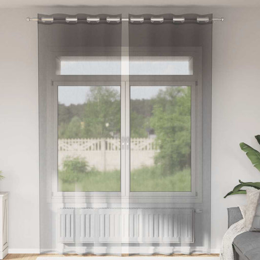 vidaXL Voile Curtains with Grommets 2 pcs Dark Grey 140x300 cm