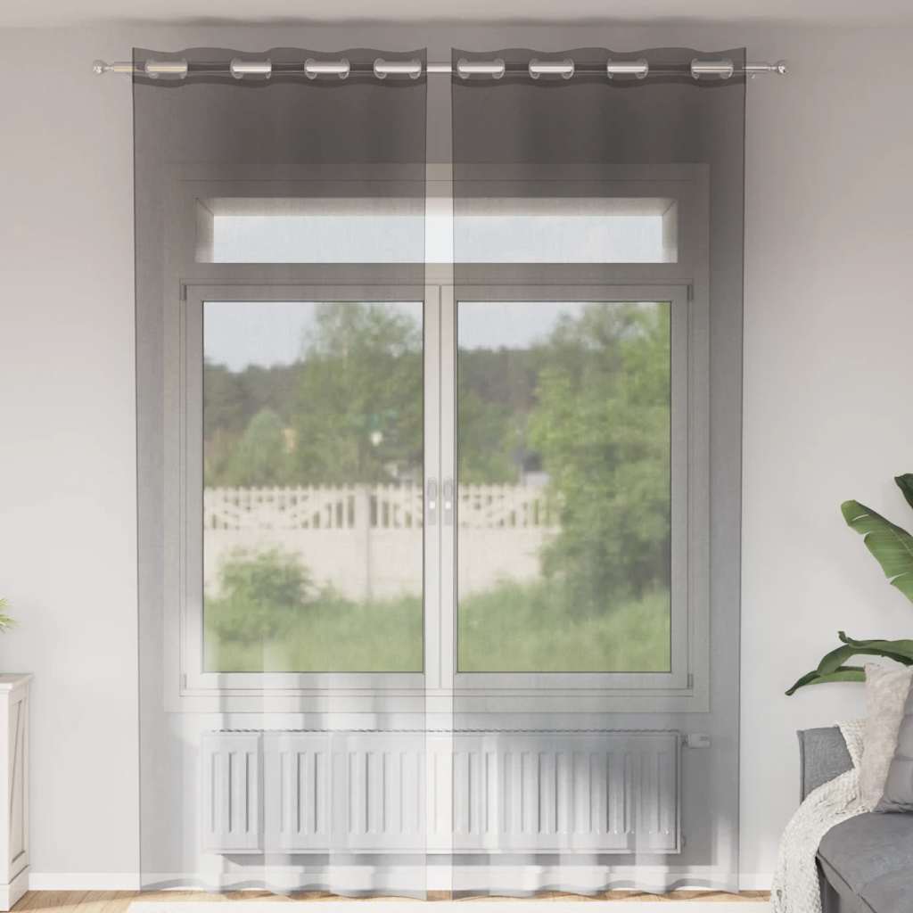 vidaXL Voile Curtains with Grommets 2 pcs Dark Grey 140x300 cm