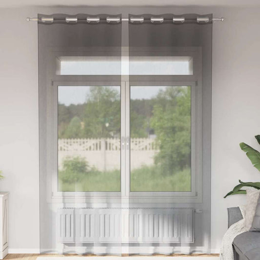 vidaXL Voile Curtains with Grommets 2 pcs Dark Grey 140x300 cm