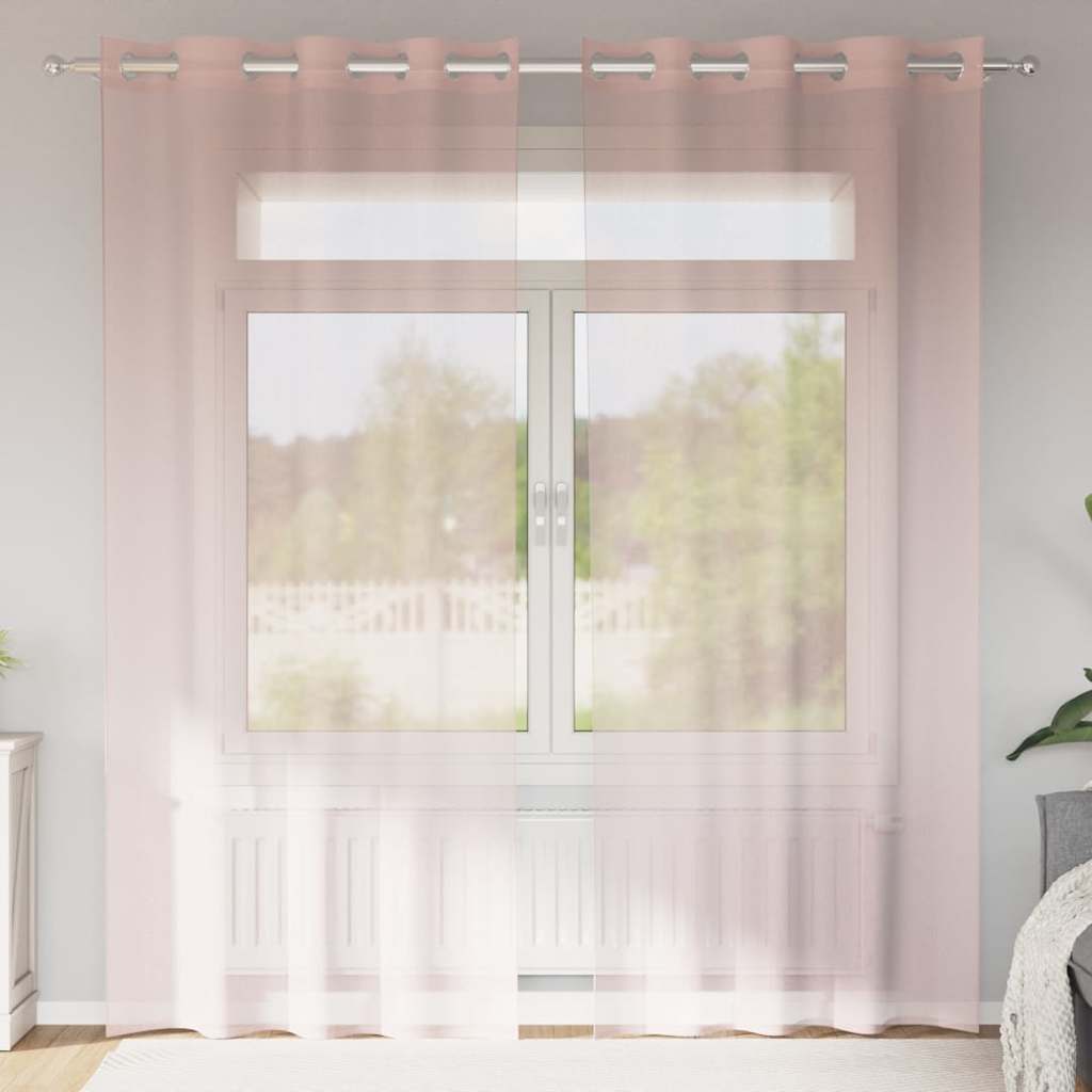 vidaXL Voile Curtains with Grommets 2 pcs Light Pink 140x225 cm