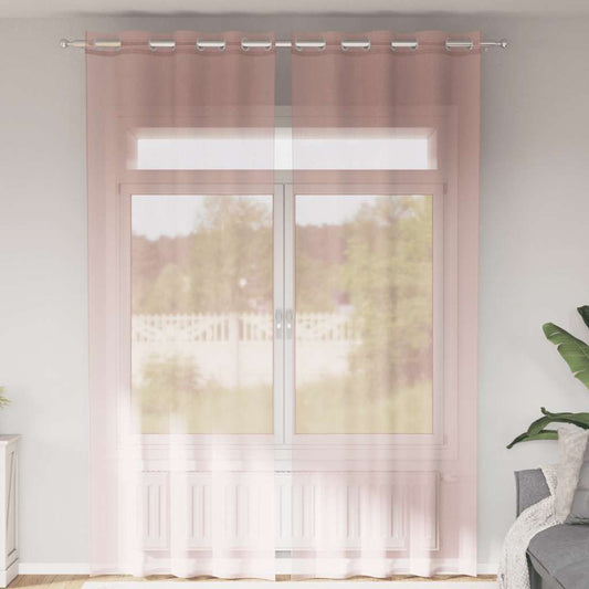 vidaXL Voile Curtains with Grommets 2 pcs Light Pink 140x260 cm