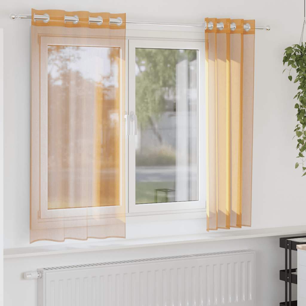 vidaXL Voile Curtains with Grommets 2 pcs Orange 140x140 cm
