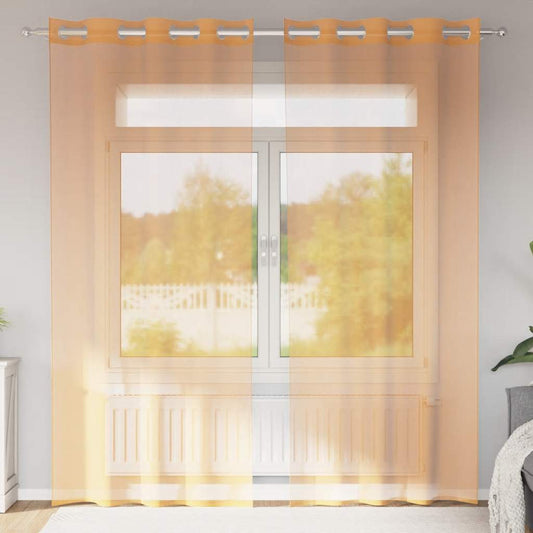 vidaXL Voile Curtains with Grommets 2 pcs Orange 140x245 cm