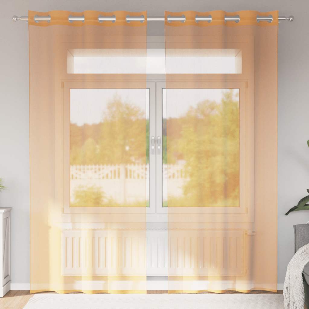 vidaXL Voile Curtains with Grommets 2 pcs Orange 140x245 cm
