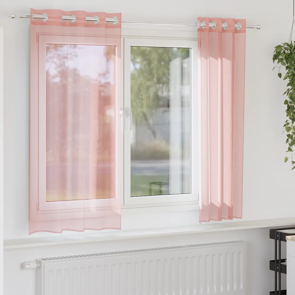 vidaXL Voile Curtains with Grommets 2 pcs Pink 140x140 cm