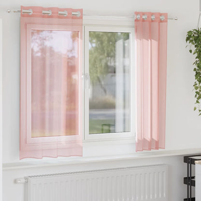vidaXL Voile Curtains with Grommets 2 pcs Pink 140x140 cm