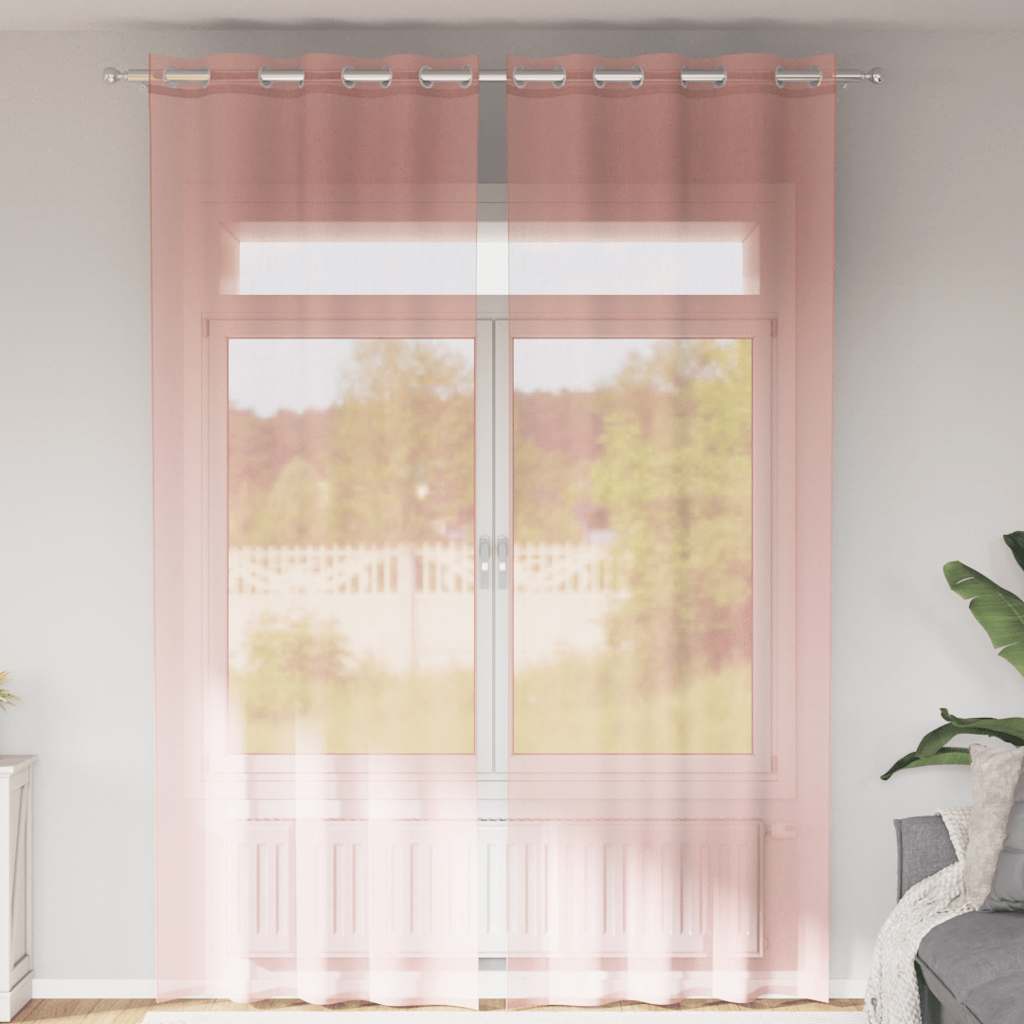 vidaXL Voile Curtains with Grommets 2 pcs Pink 140x300 cm