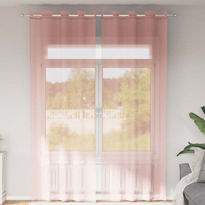 vidaXL Voile Curtains with Grommets 2 pcs Pink 140x300 cm