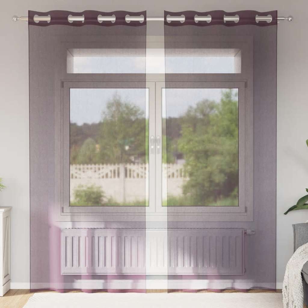 vidaXL Voile Curtains with Grommets 2 pcs Purple 140x225 cm
