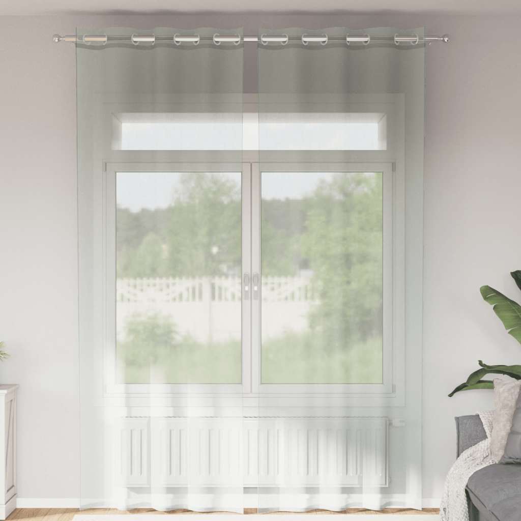 vidaXL Voile Curtains with Grommets 2 pcs Light Grey 140x260 cm