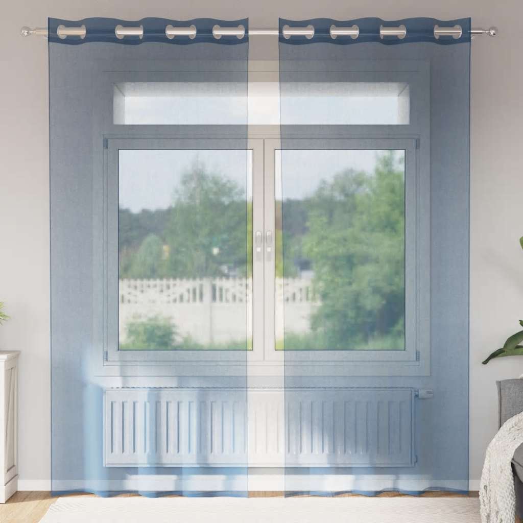 vidaXL Voile Curtains with Grommets 2 pcs Royal Blue