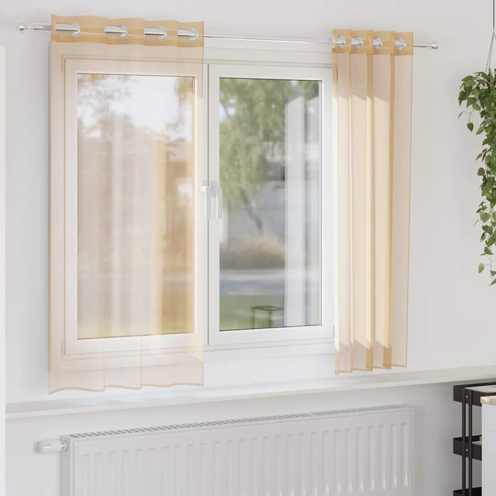 vidaXL Voile Curtains with Grommets 2 pcs Sand