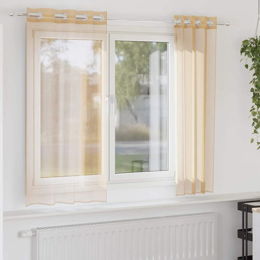 vidaXL Voile Curtains with Grommets 2 pcs Sand