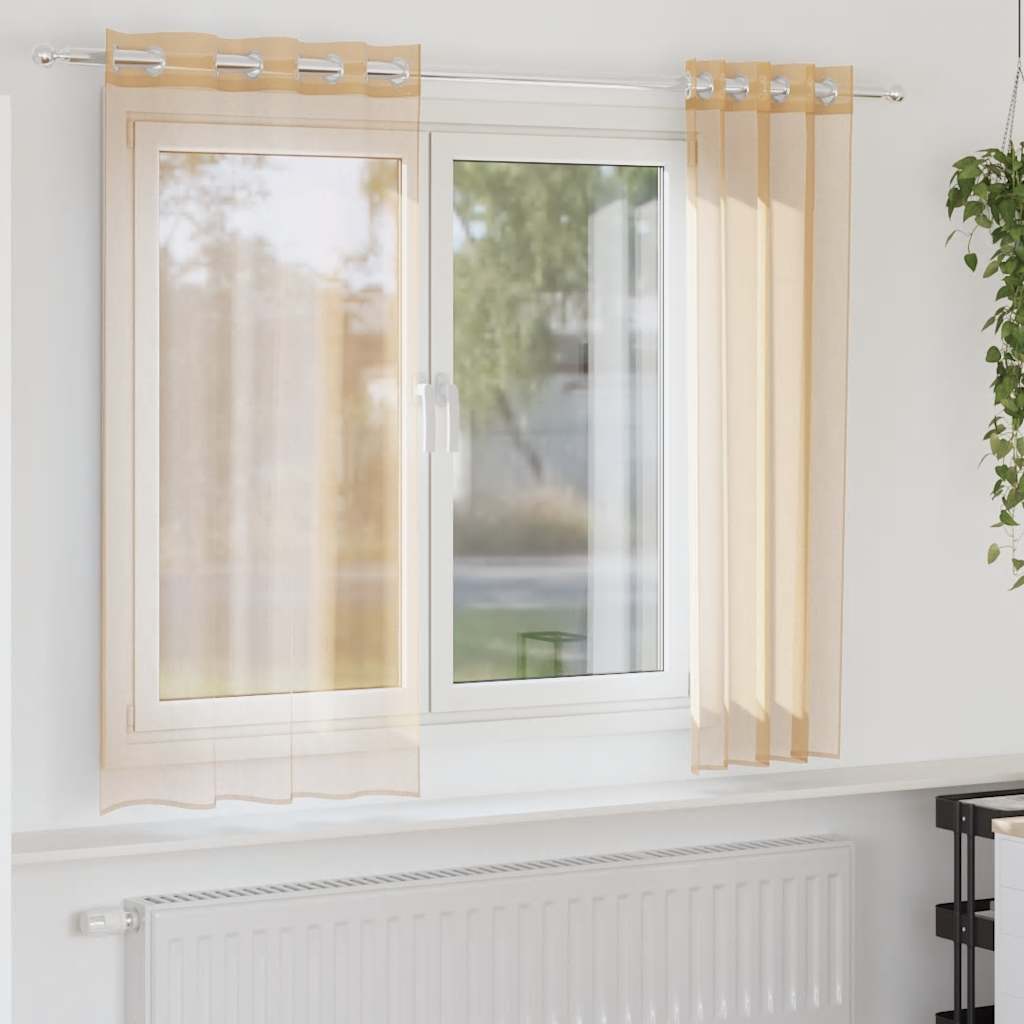 vidaXL Voile Curtains with Grommets 2 pcs Sand