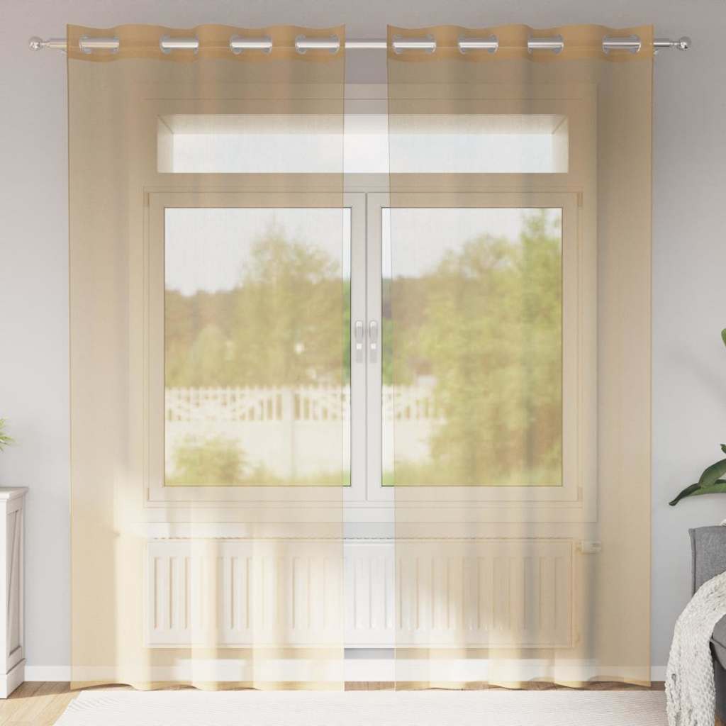 vidaXL Voile Curtains with Grommets 2 pcs Sand