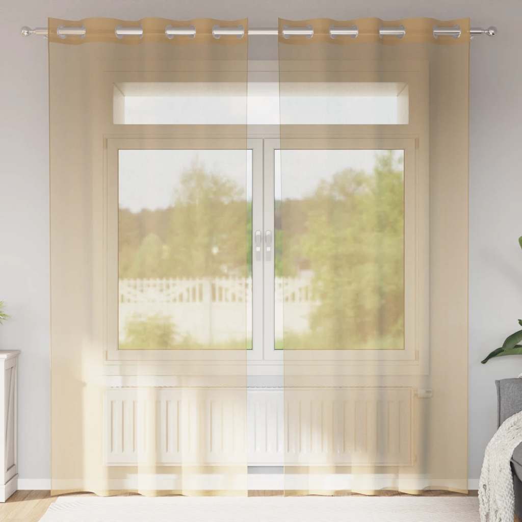 vidaXL Voile Curtains with Grommets 2 pcs Sand