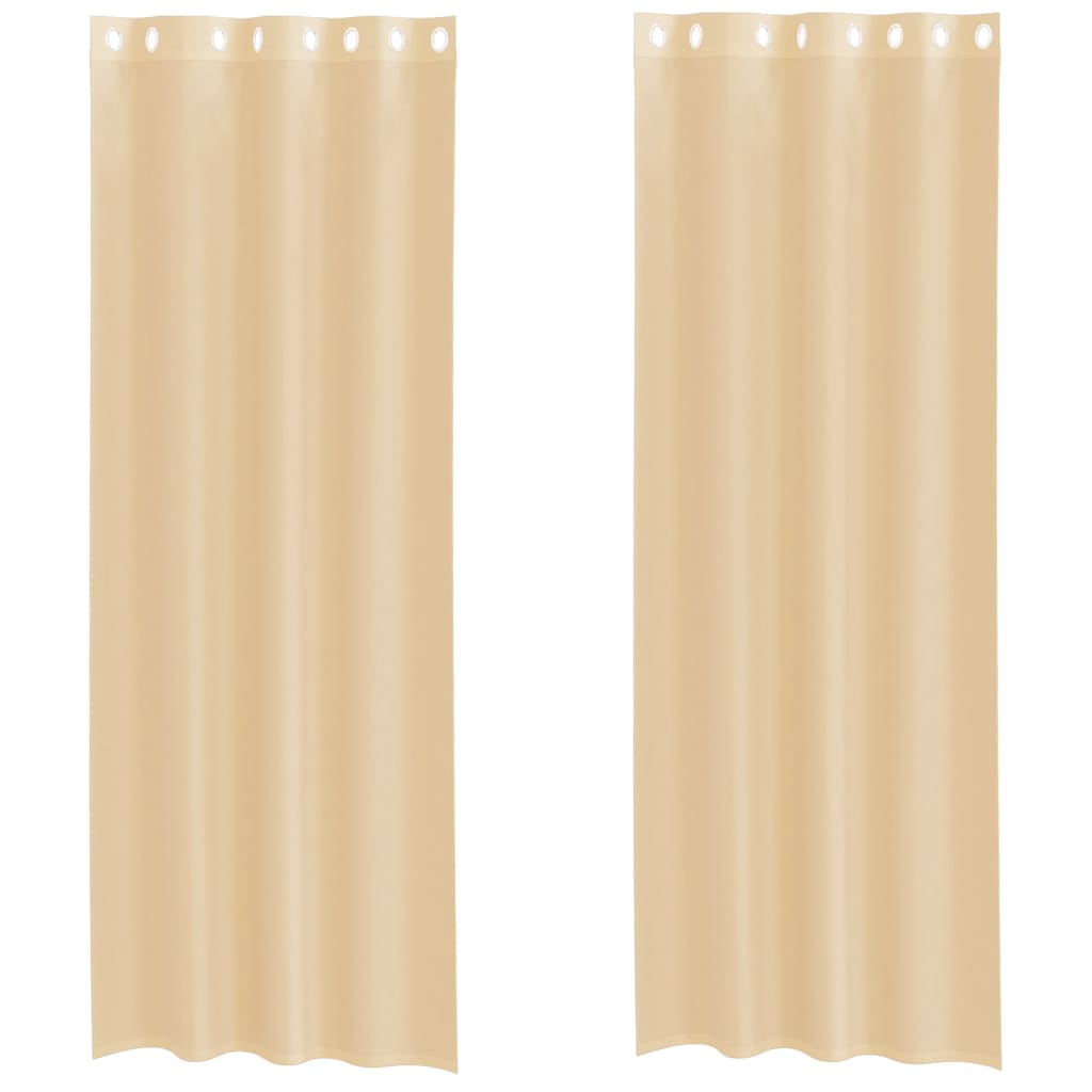 vidaXL Voile Curtains with Grommets 2 pcs Sand