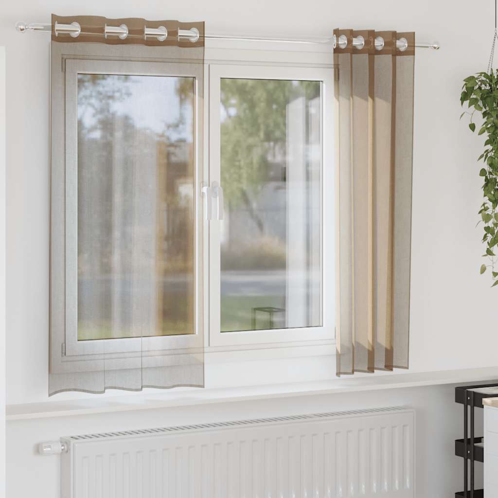 vidaXL Voile Curtains with Grommets 2 pcs Light Brown